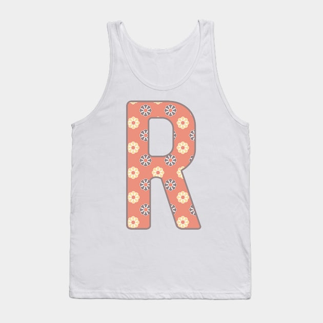 MONOGRAM LETTER R PINK FLORAL TYPOGRAPHY DESIGN Tank Top by Rhubarb Myrtle